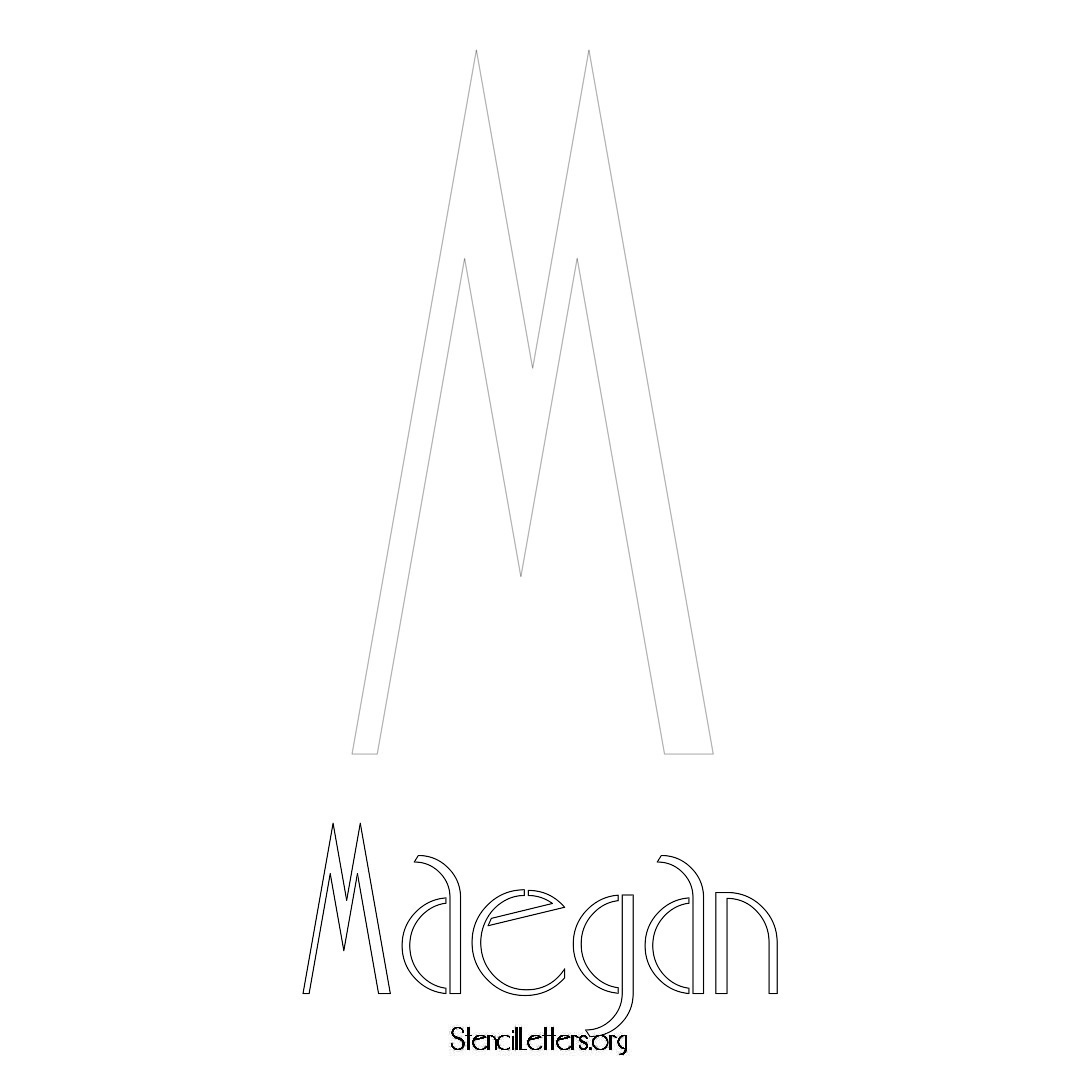 Maegan printable name initial stencil in Art Deco Lettering