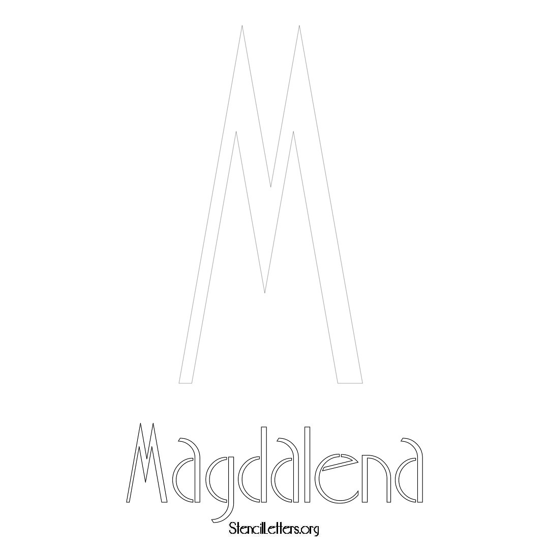 Magdalena printable name initial stencil in Art Deco Lettering
