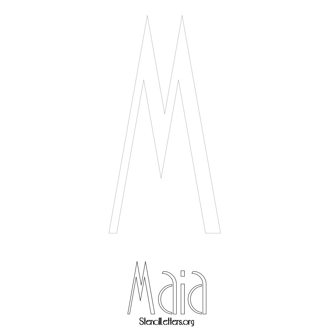 Maia printable name initial stencil in Art Deco Lettering