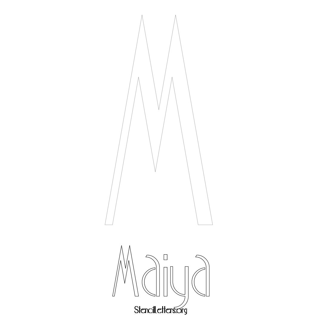 Maiya printable name initial stencil in Art Deco Lettering