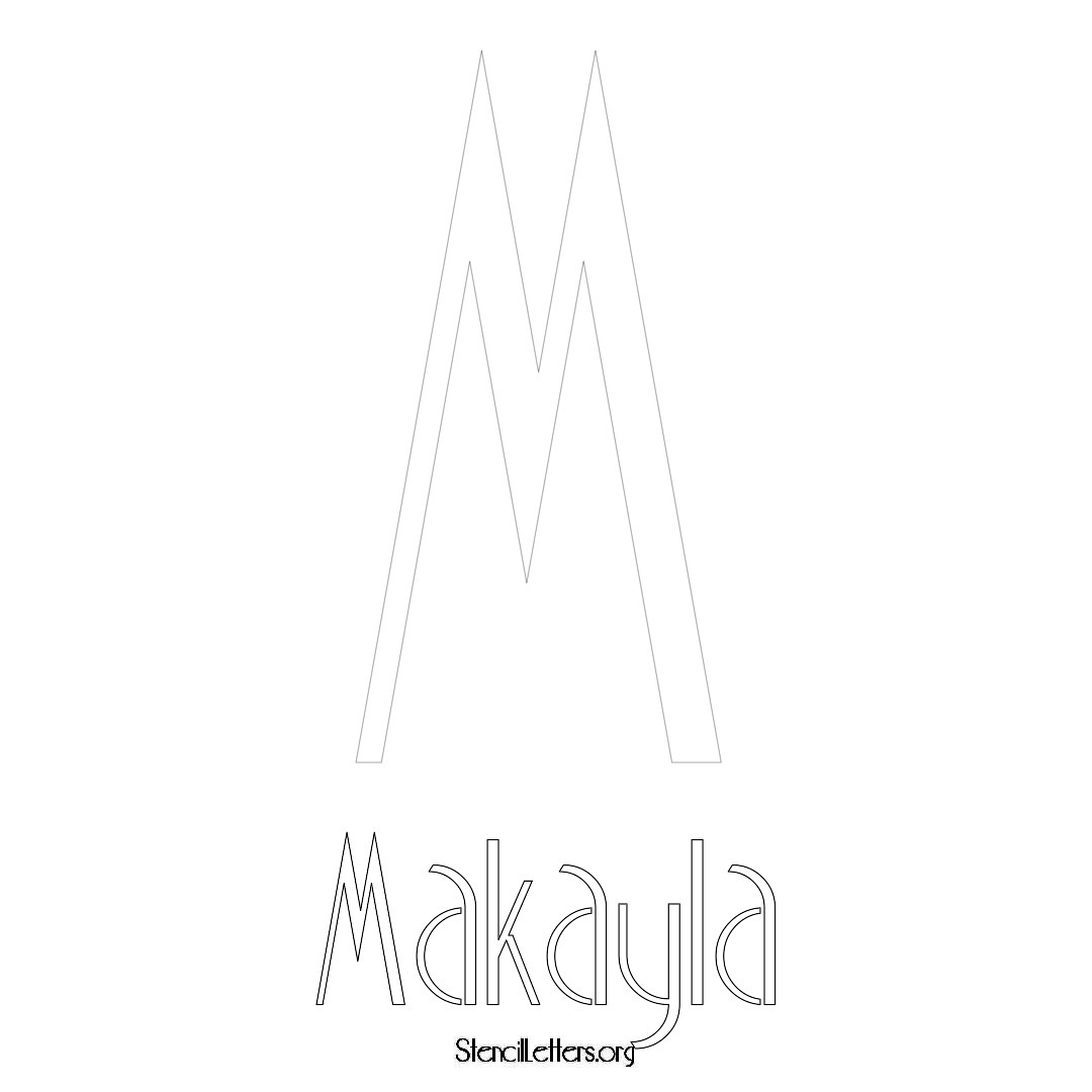 Makayla printable name initial stencil in Art Deco Lettering