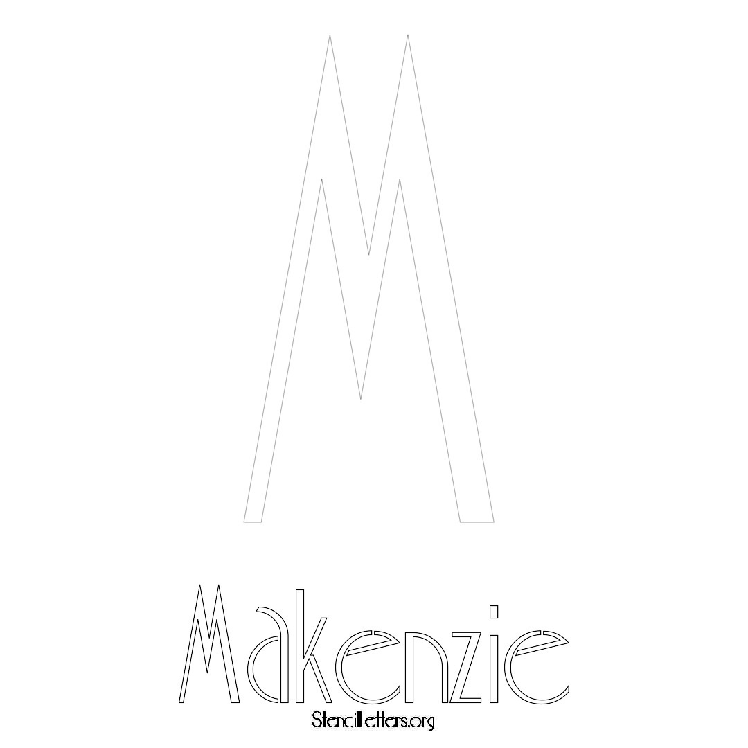 Makenzie printable name initial stencil in Art Deco Lettering