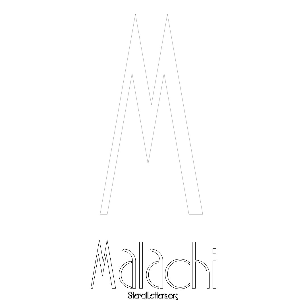 Malachi printable name initial stencil in Art Deco Lettering