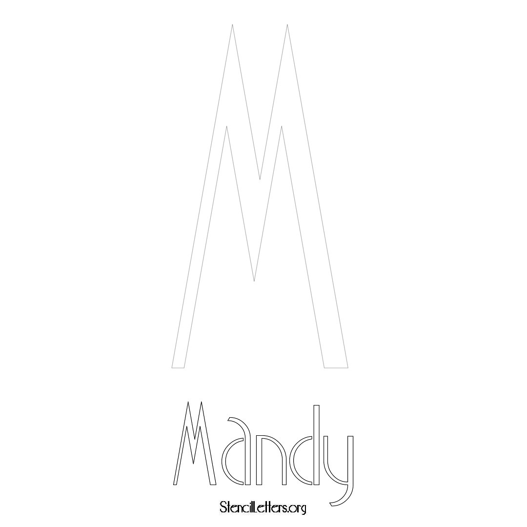 Mandy printable name initial stencil in Art Deco Lettering