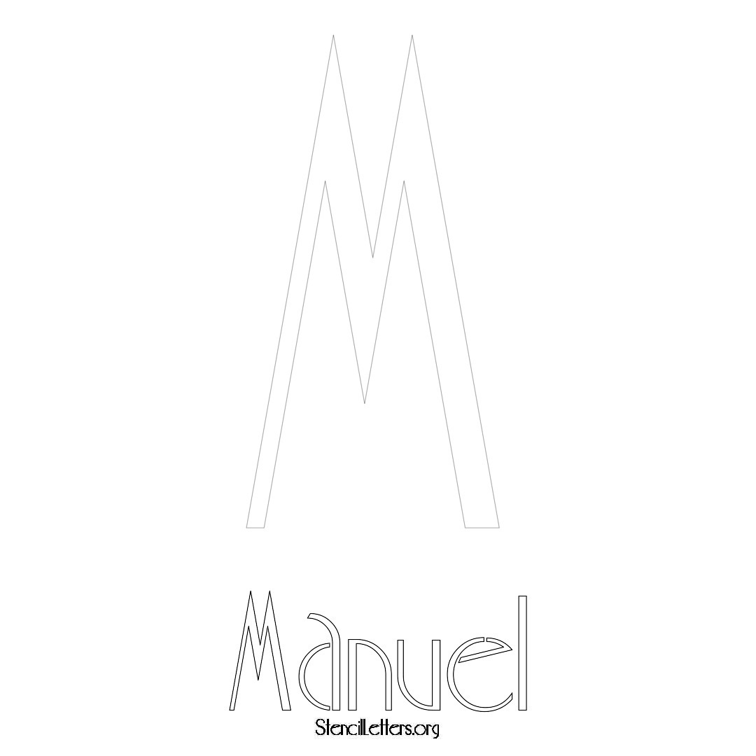 Manuel printable name initial stencil in Art Deco Lettering