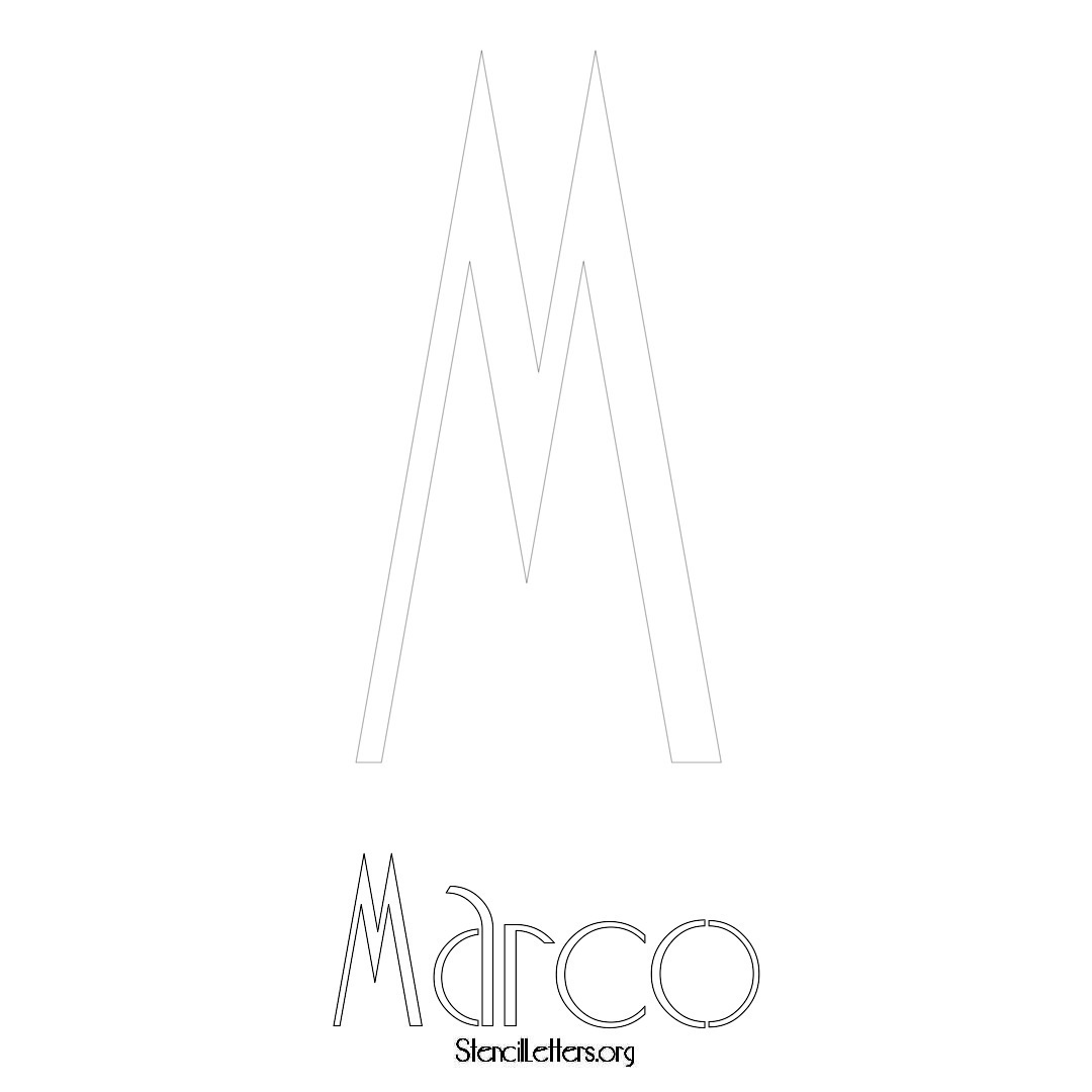 Marco printable name initial stencil in Art Deco Lettering