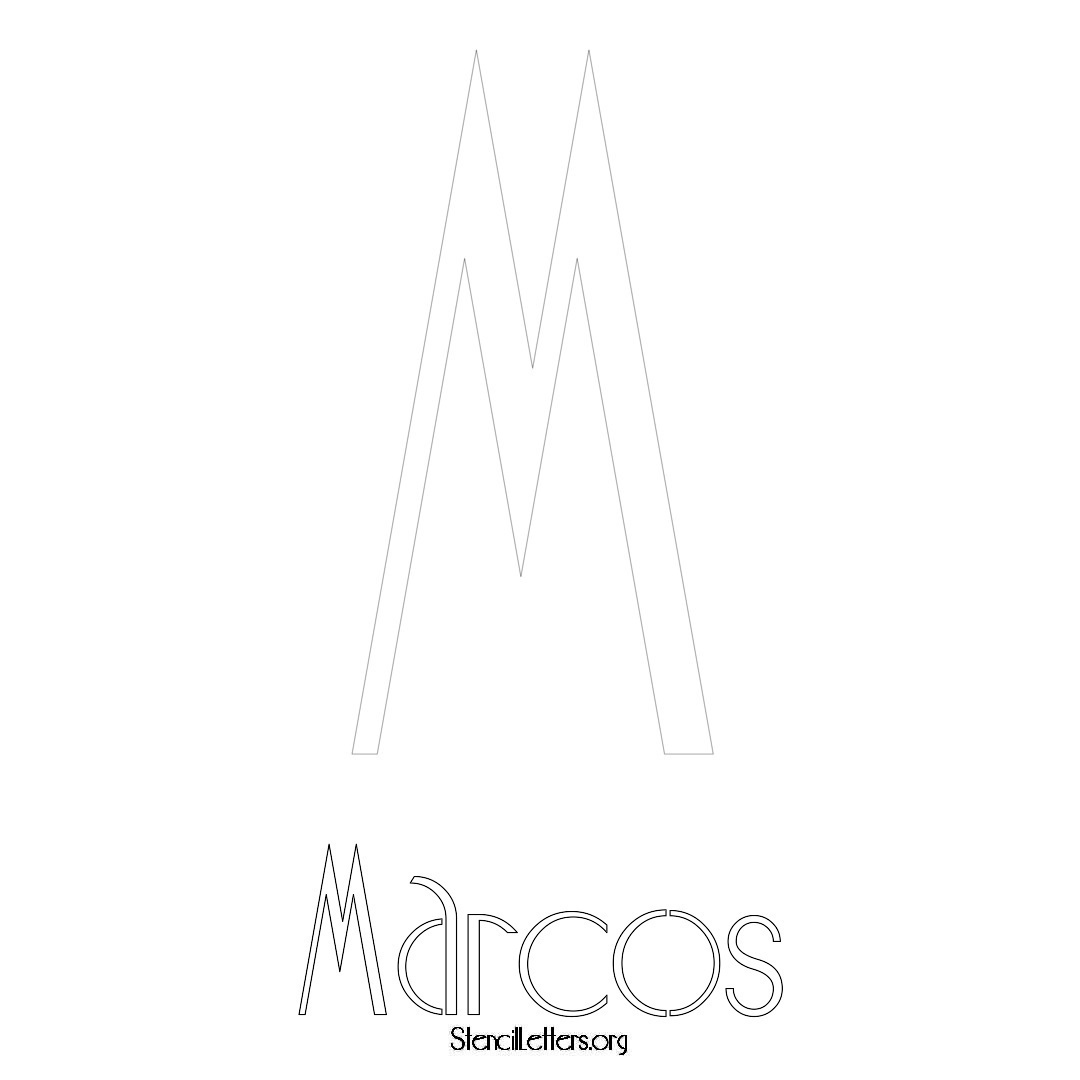 Marcos printable name initial stencil in Art Deco Lettering