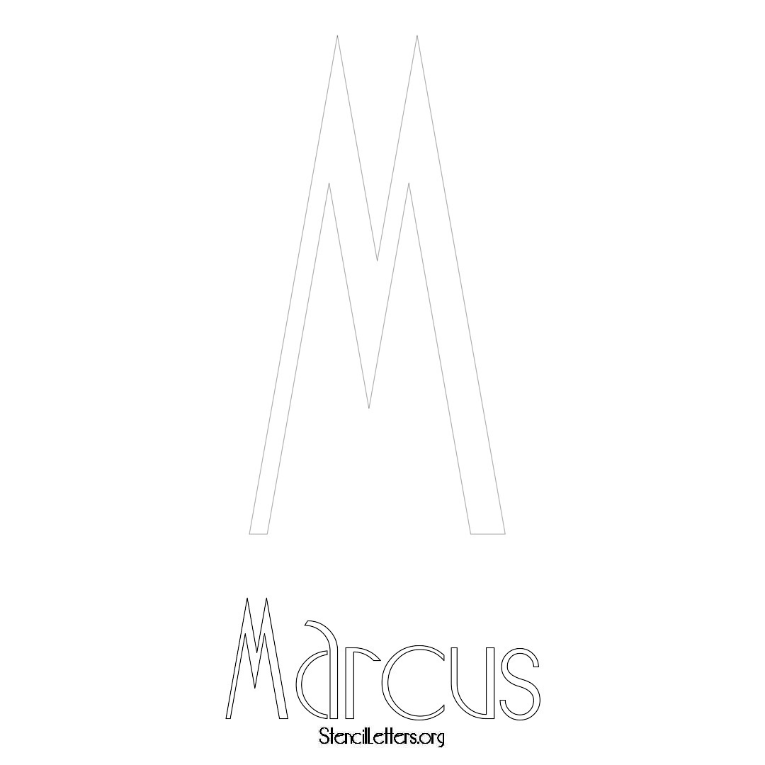 Marcus printable name initial stencil in Art Deco Lettering