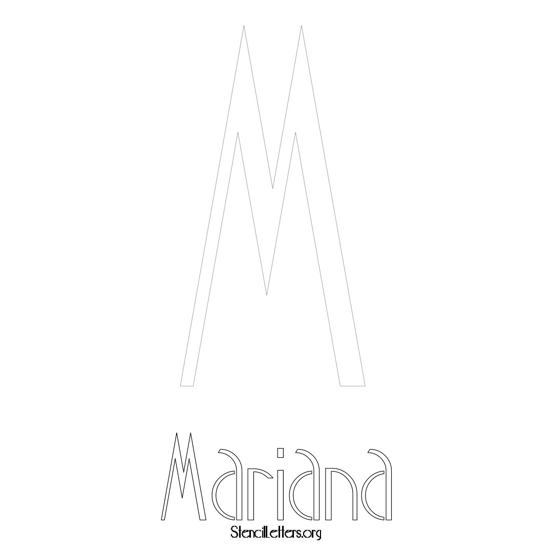 Mariana printable name initial stencil in Art Deco Lettering