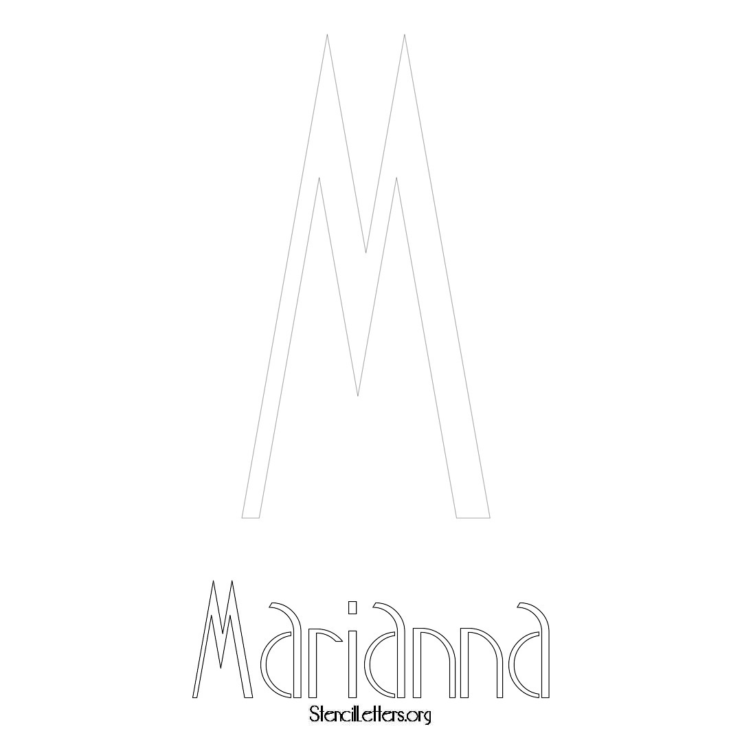Marianna printable name initial stencil in Art Deco Lettering
