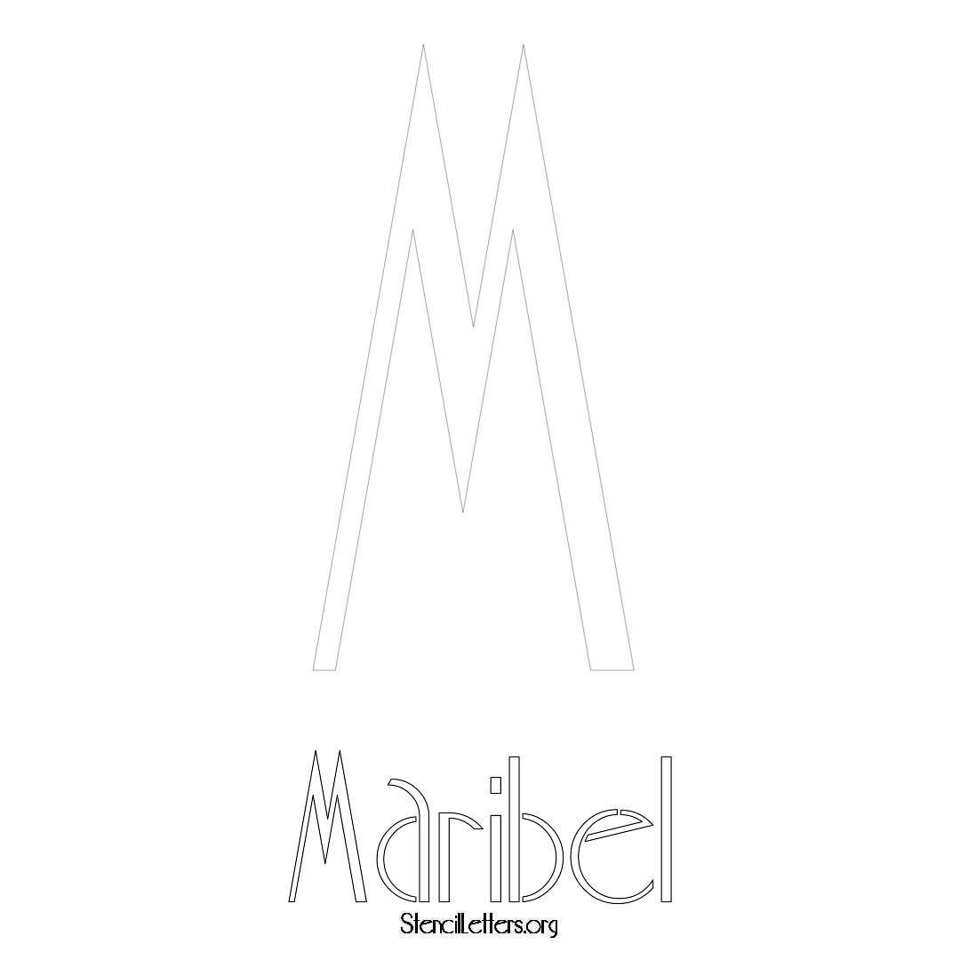 Maribel printable name initial stencil in Art Deco Lettering