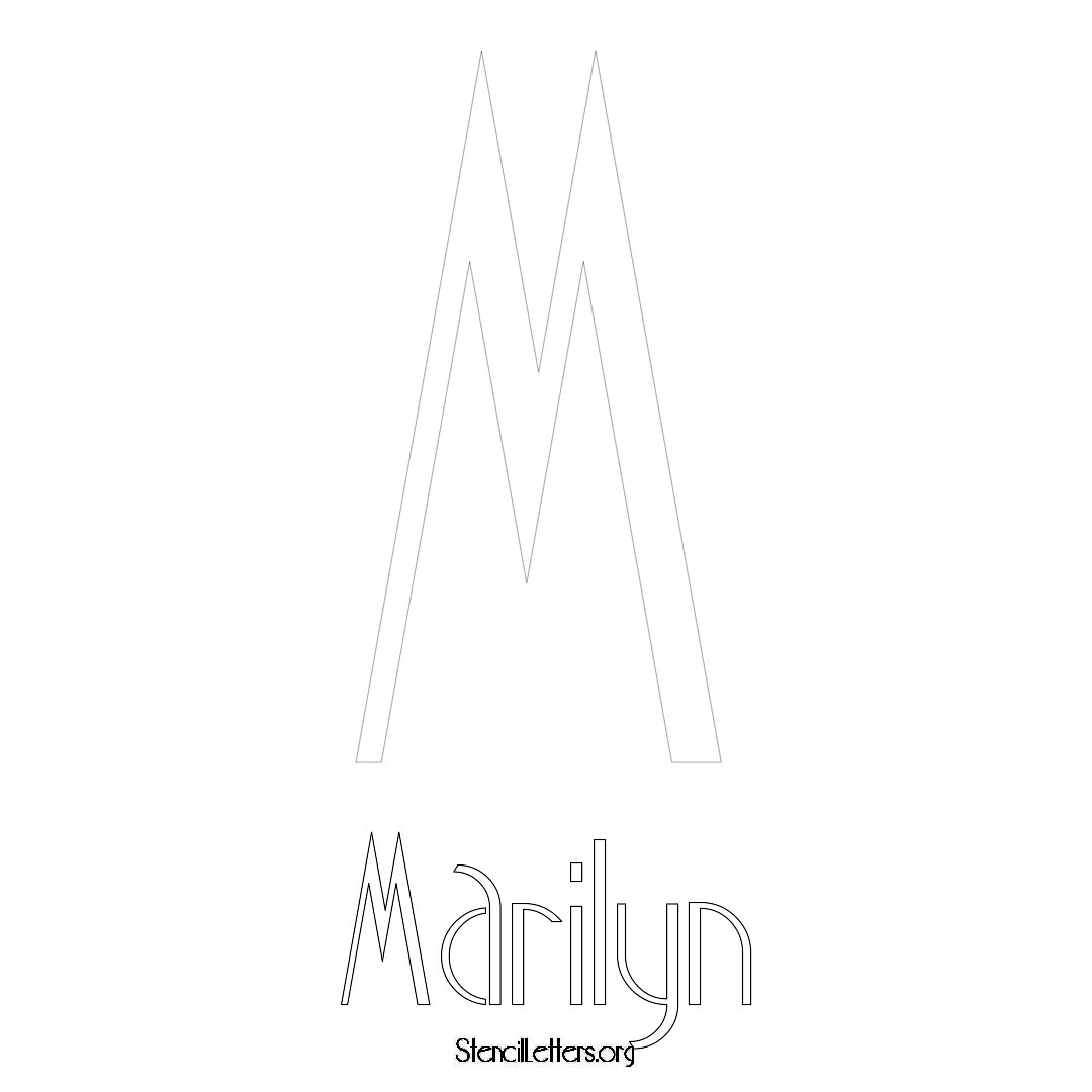 Marilyn printable name initial stencil in Art Deco Lettering