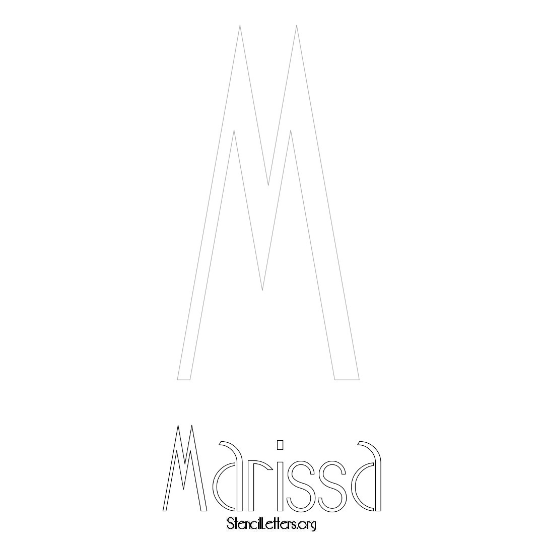 Marissa printable name initial stencil in Art Deco Lettering