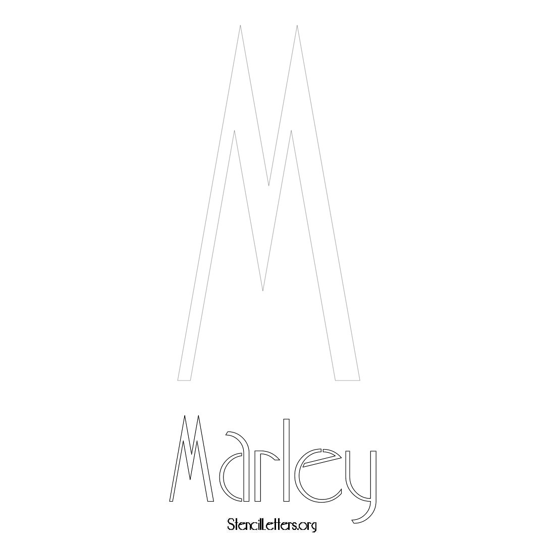 Marley printable name initial stencil in Art Deco Lettering