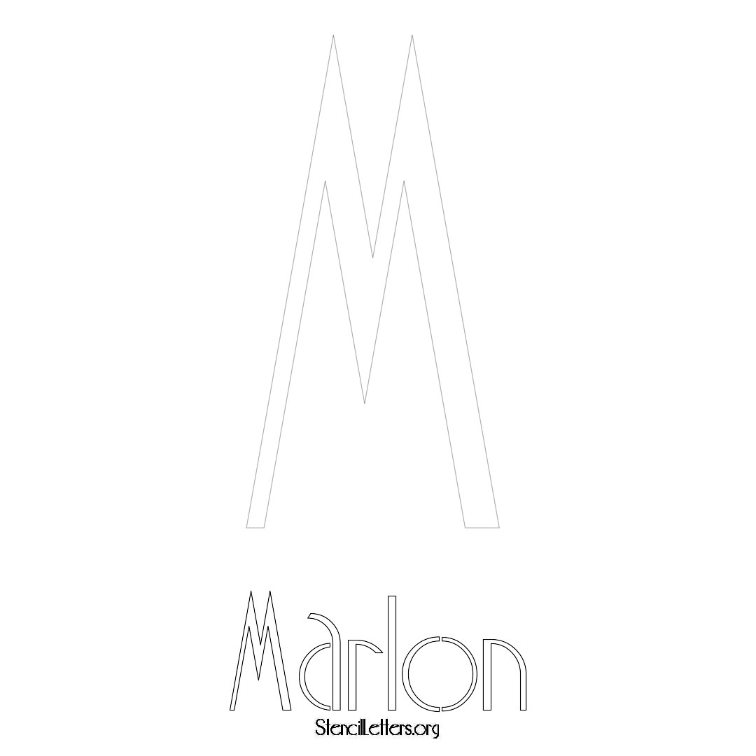 Marlon printable name initial stencil in Art Deco Lettering