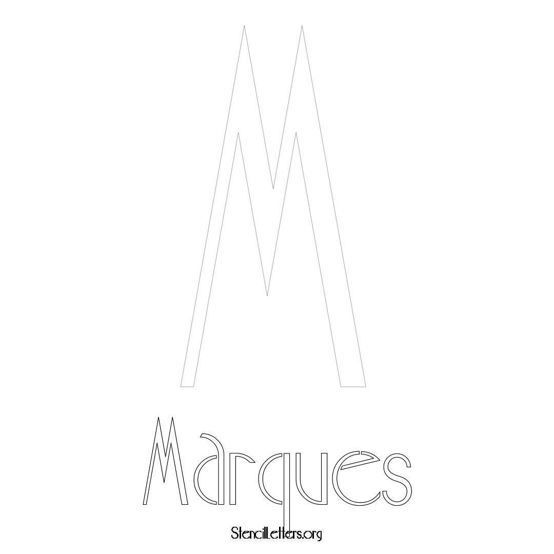 Marques printable name initial stencil in Art Deco Lettering
