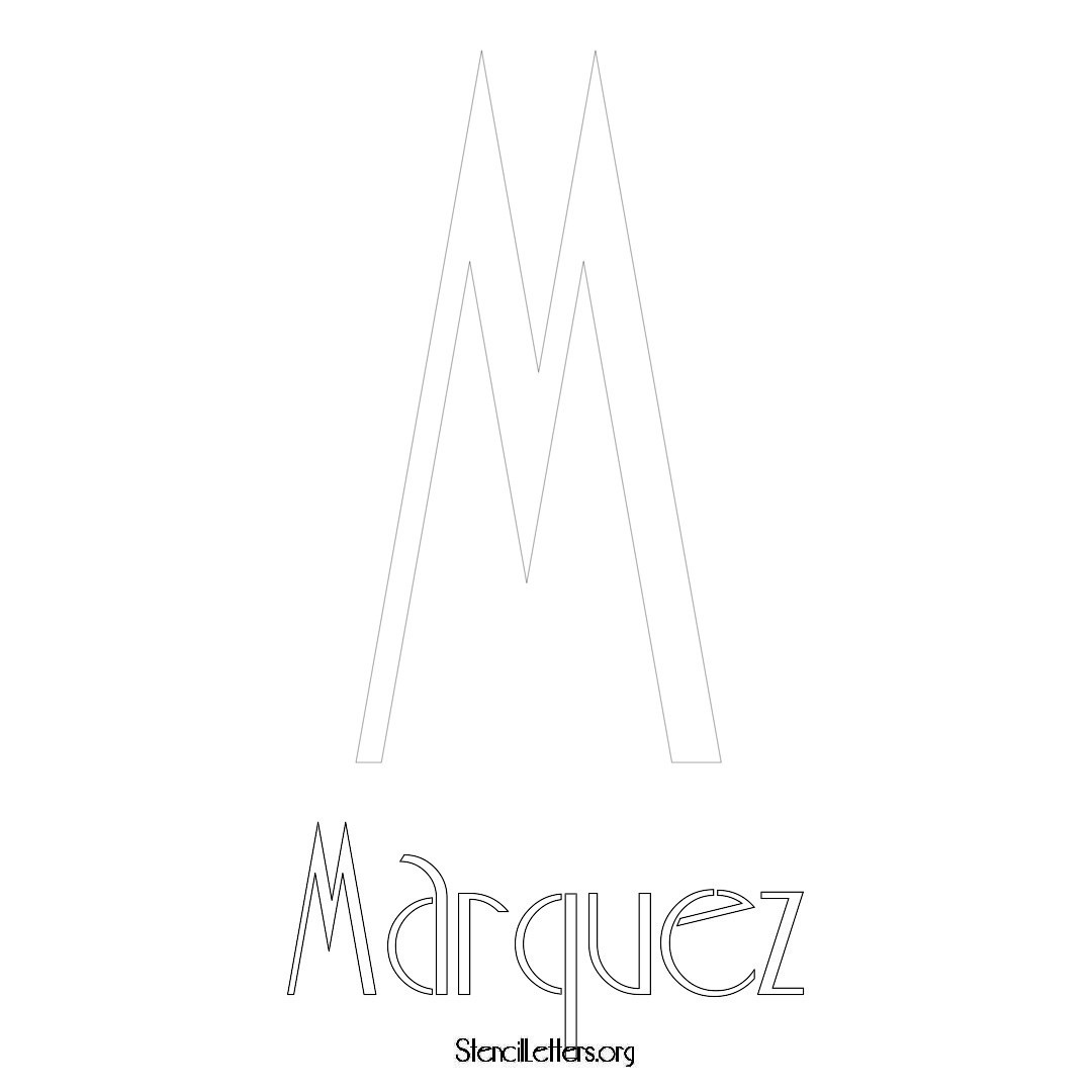 Marquez printable name initial stencil in Art Deco Lettering