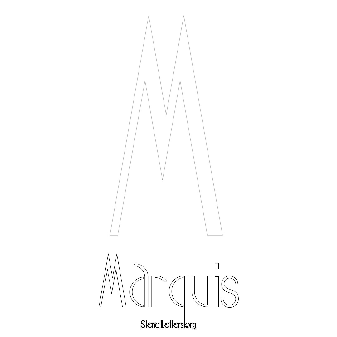 Marquis printable name initial stencil in Art Deco Lettering