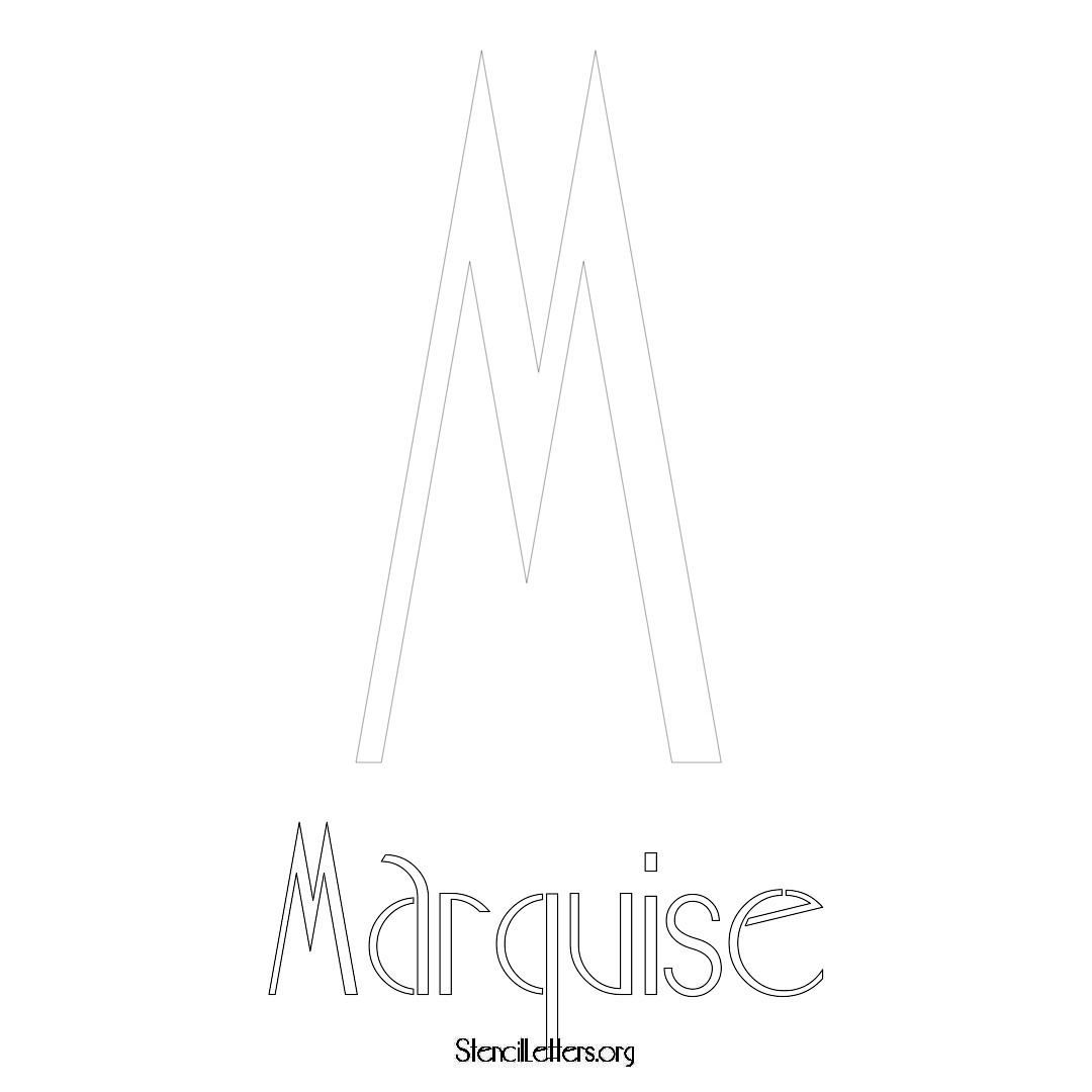 Marquise printable name initial stencil in Art Deco Lettering