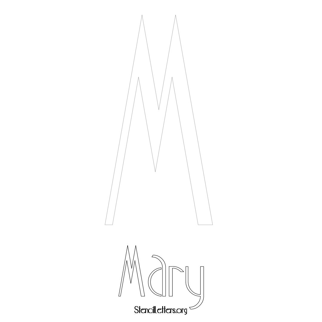 Mary printable name initial stencil in Art Deco Lettering