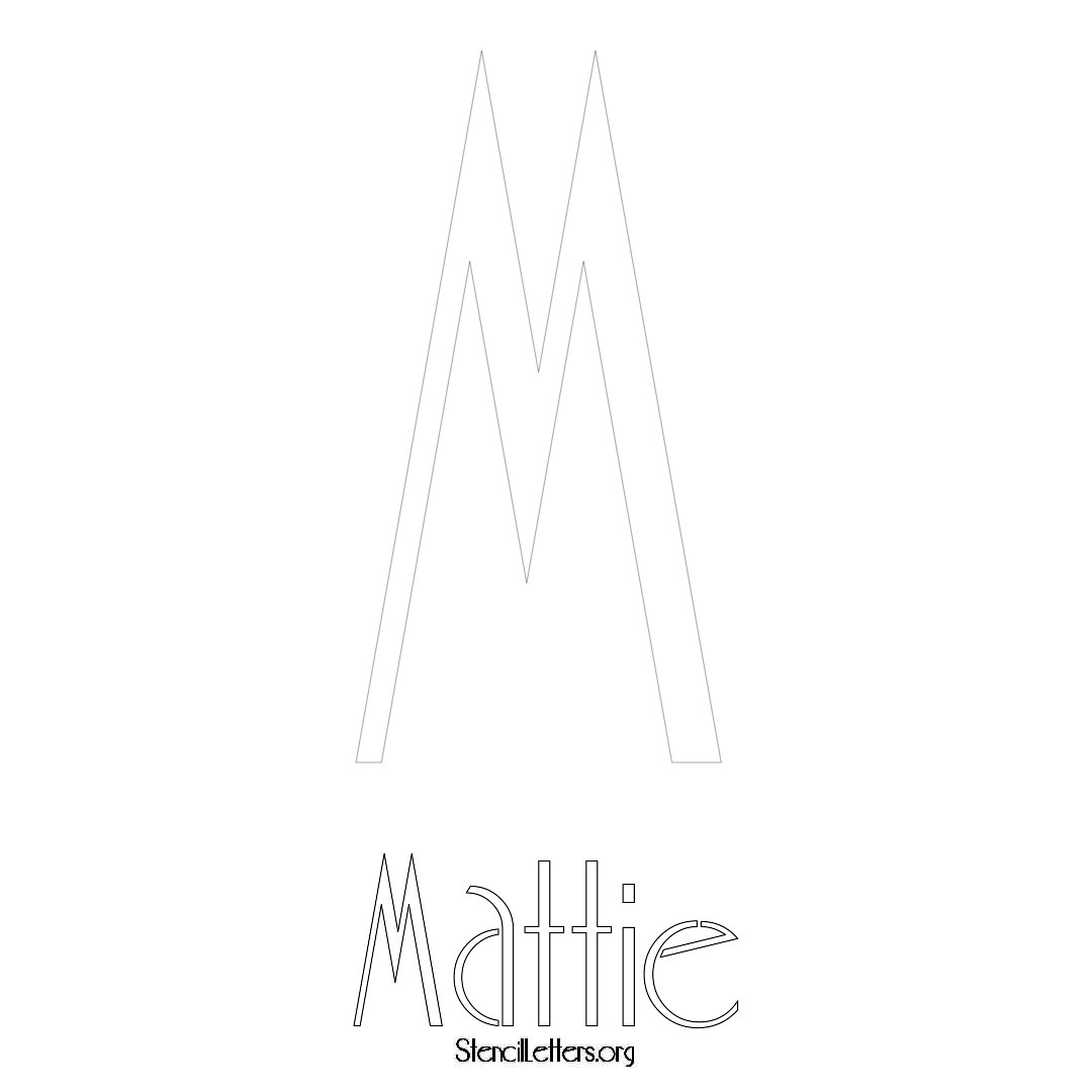 Mattie printable name initial stencil in Art Deco Lettering