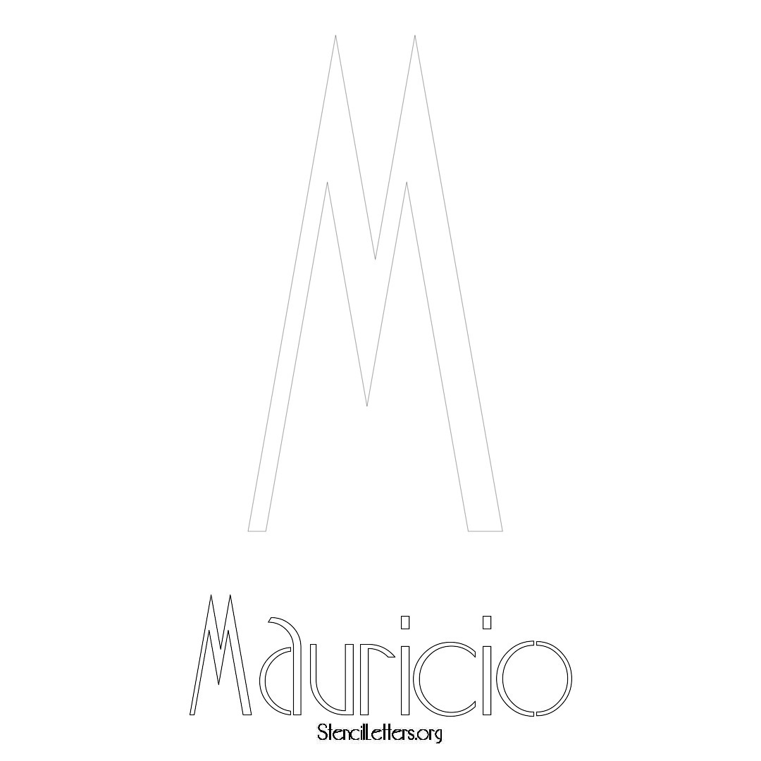 Mauricio printable name initial stencil in Art Deco Lettering