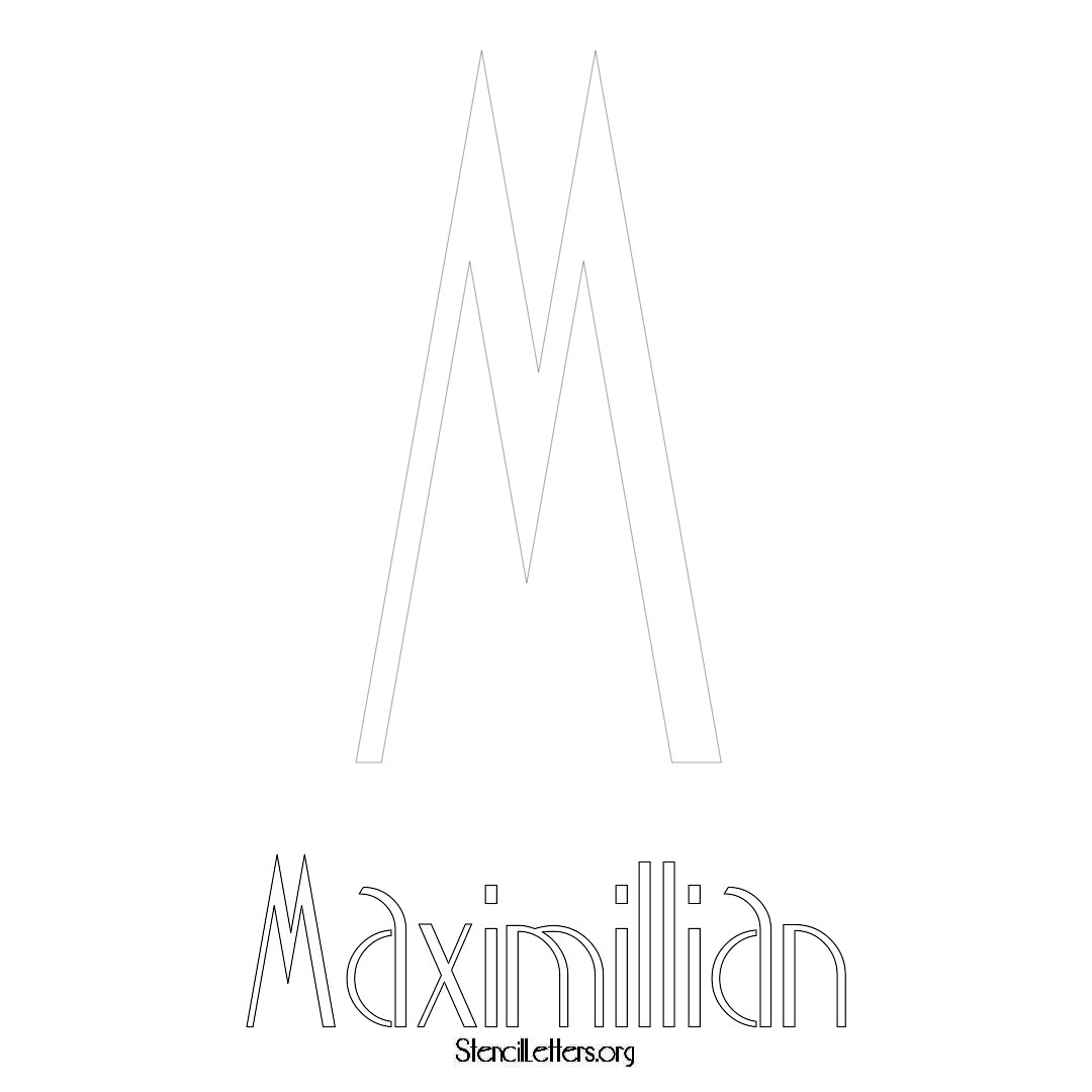 Maximillian printable name initial stencil in Art Deco Lettering