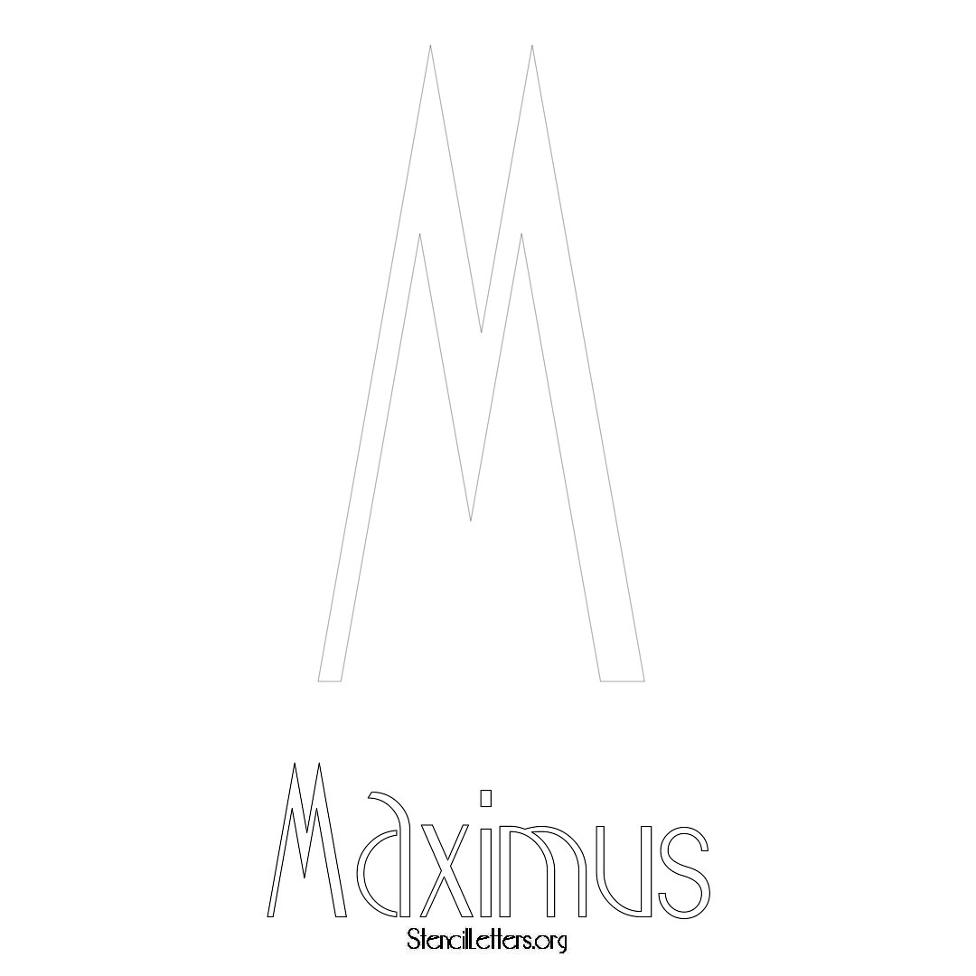 Maximus printable name initial stencil in Art Deco Lettering