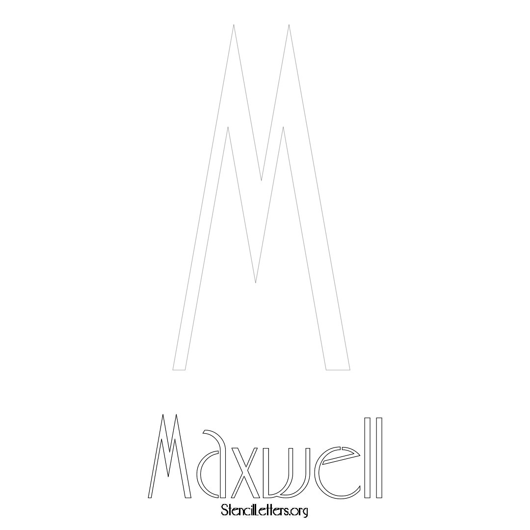 Maxwell printable name initial stencil in Art Deco Lettering