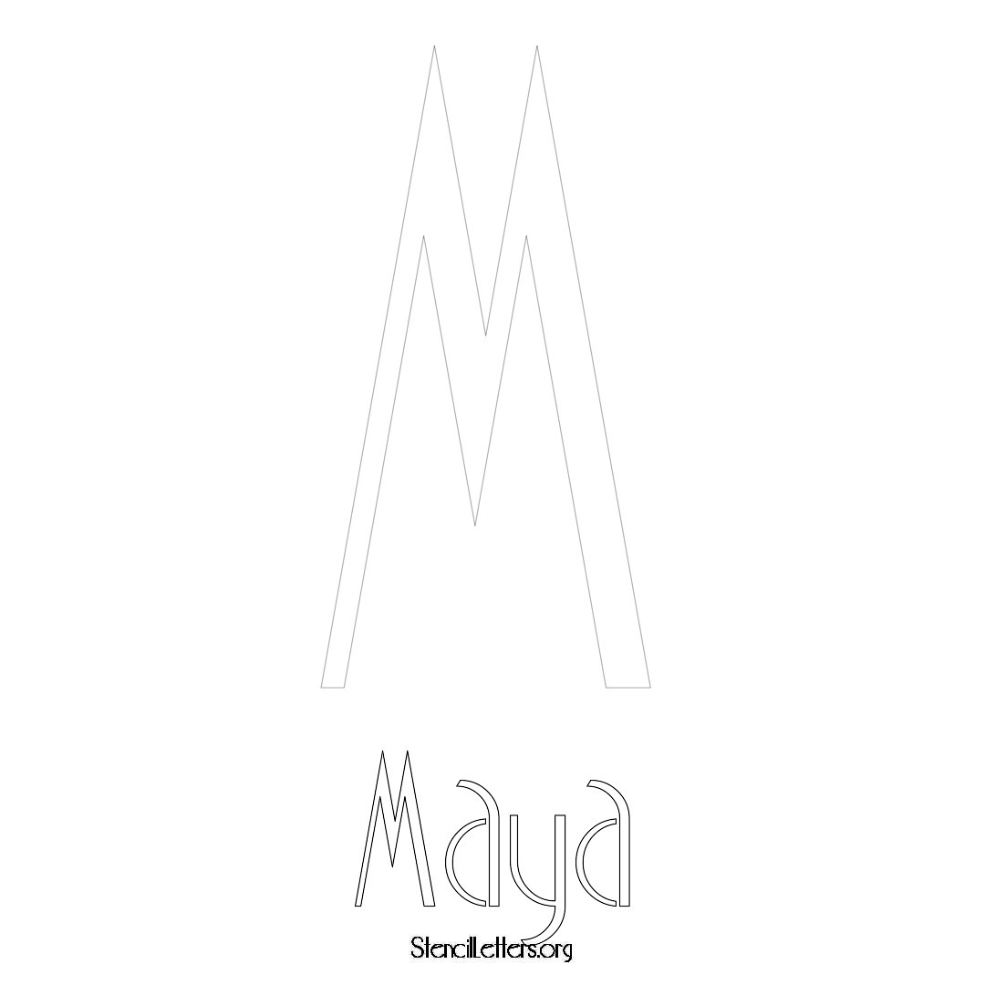 Maya printable name initial stencil in Art Deco Lettering