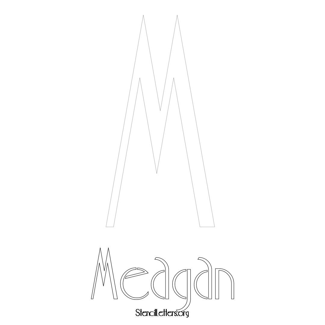 Meagan printable name initial stencil in Art Deco Lettering
