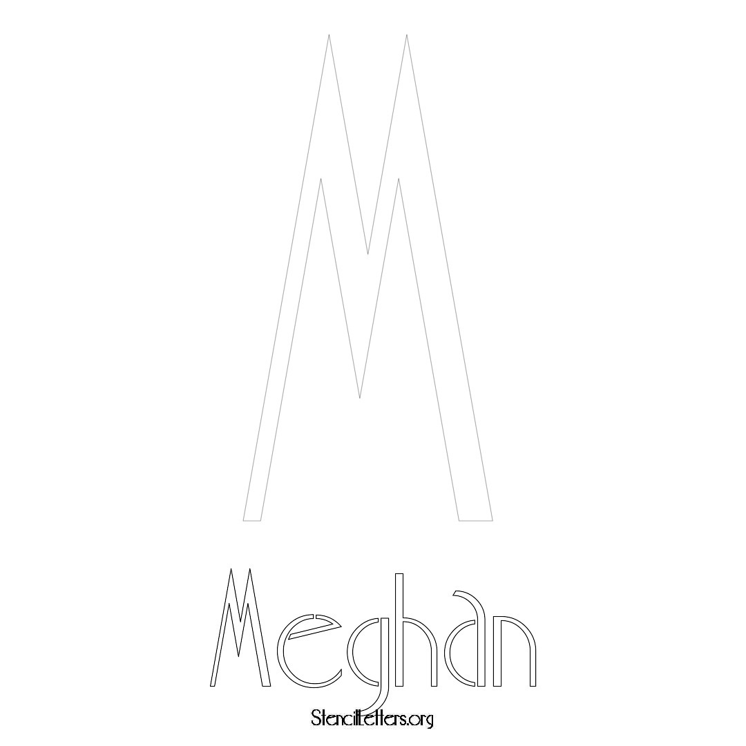 Meghan printable name initial stencil in Art Deco Lettering