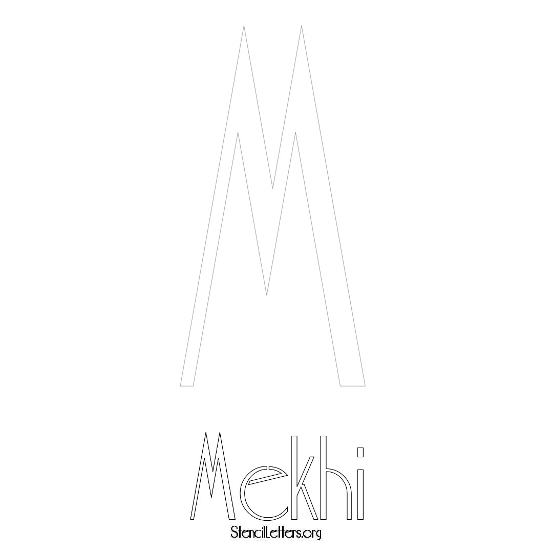 Mekhi printable name initial stencil in Art Deco Lettering