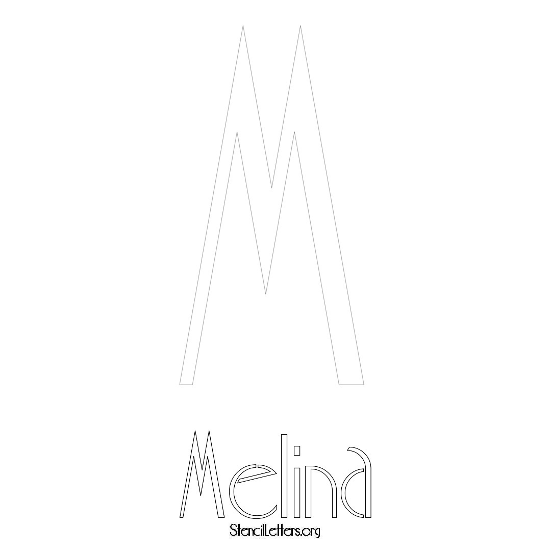 Melina printable name initial stencil in Art Deco Lettering
