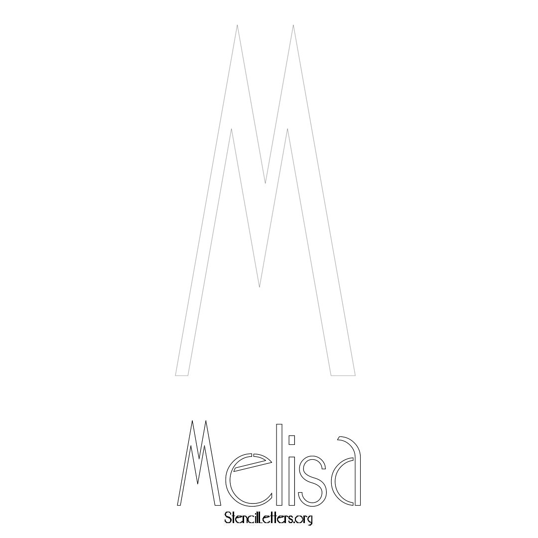 Melisa printable name initial stencil in Art Deco Lettering