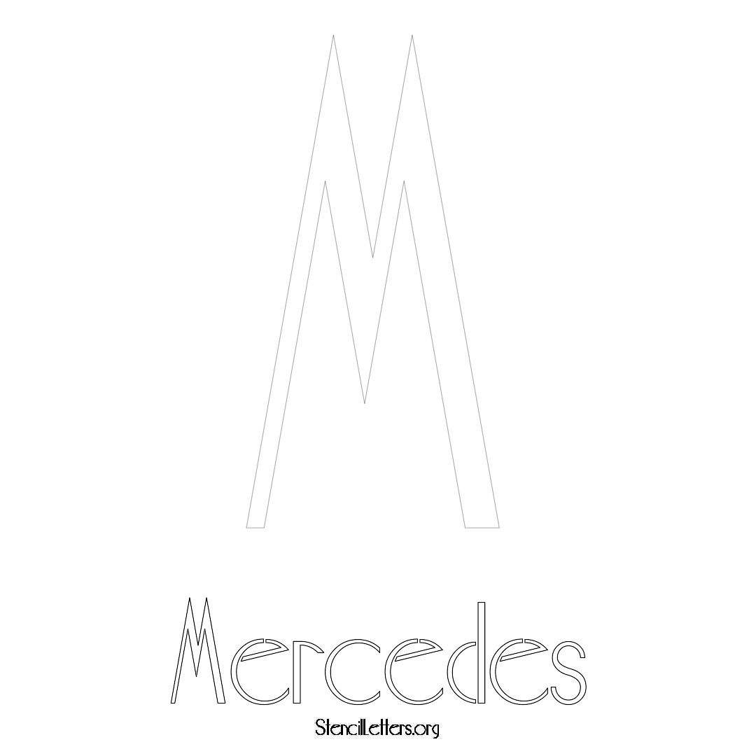 Mercedes printable name initial stencil in Art Deco Lettering