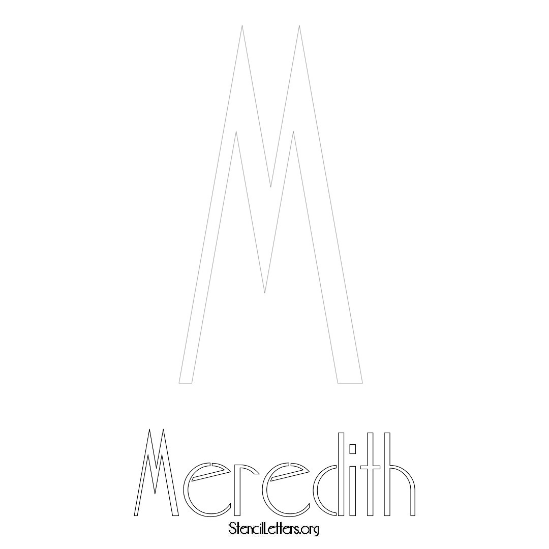 Meredith printable name initial stencil in Art Deco Lettering