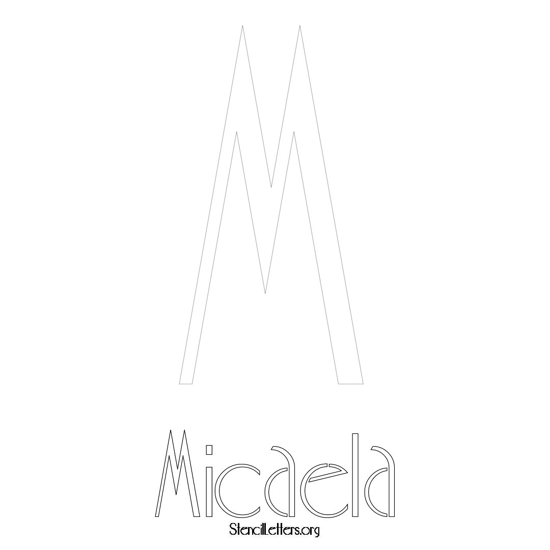 Micaela printable name initial stencil in Art Deco Lettering