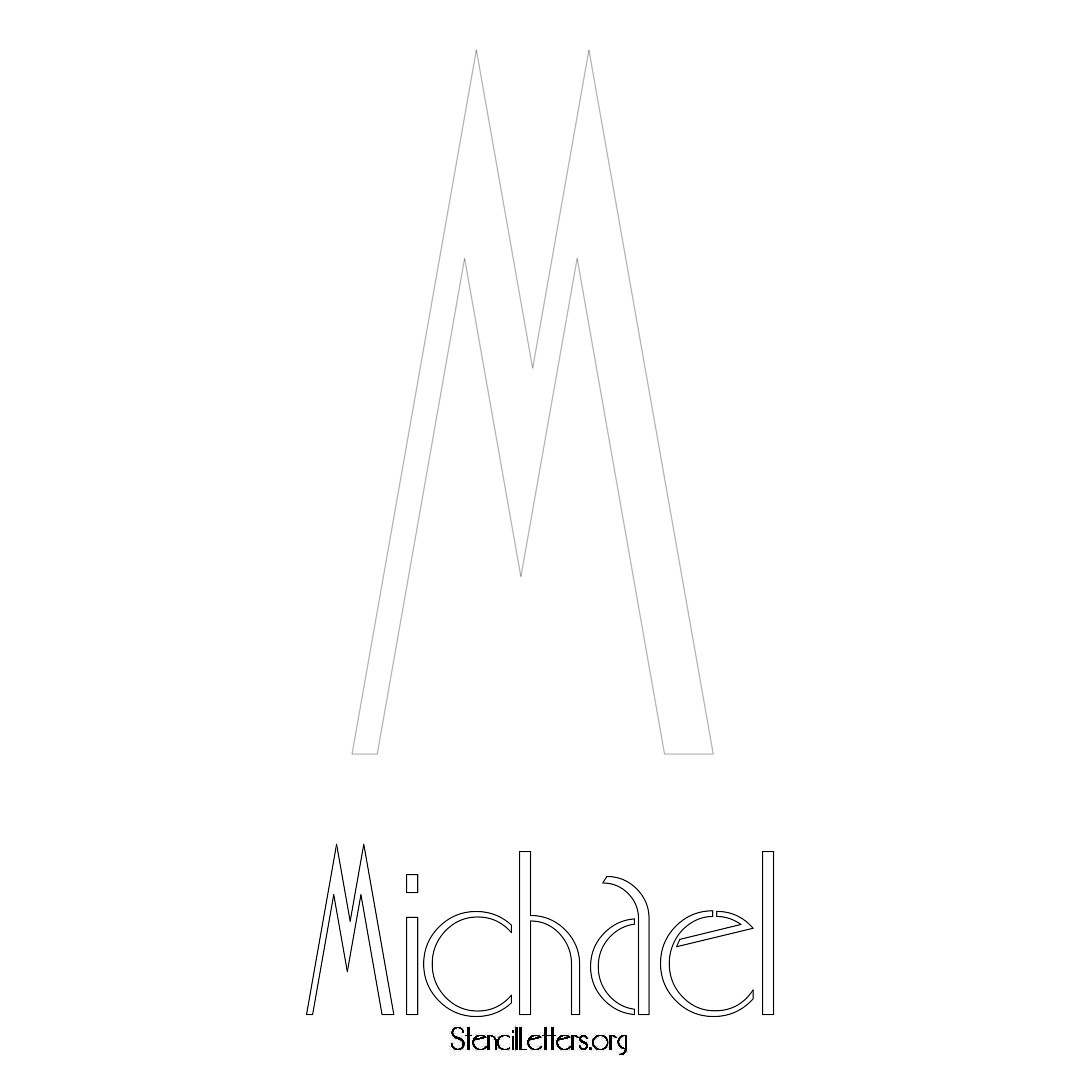 Michael printable name initial stencil in Art Deco Lettering
