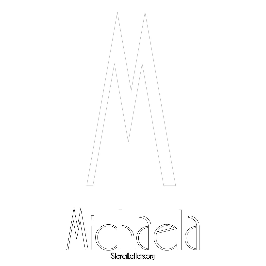 Michaela printable name initial stencil in Art Deco Lettering