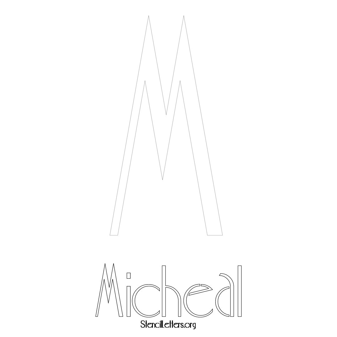 Micheal printable name initial stencil in Art Deco Lettering