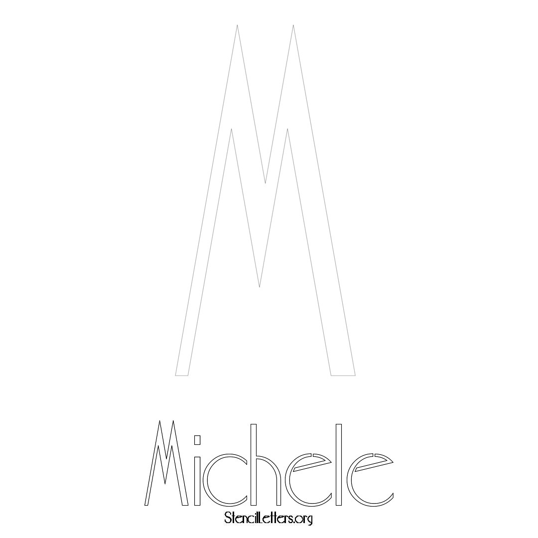 Michele printable name initial stencil in Art Deco Lettering