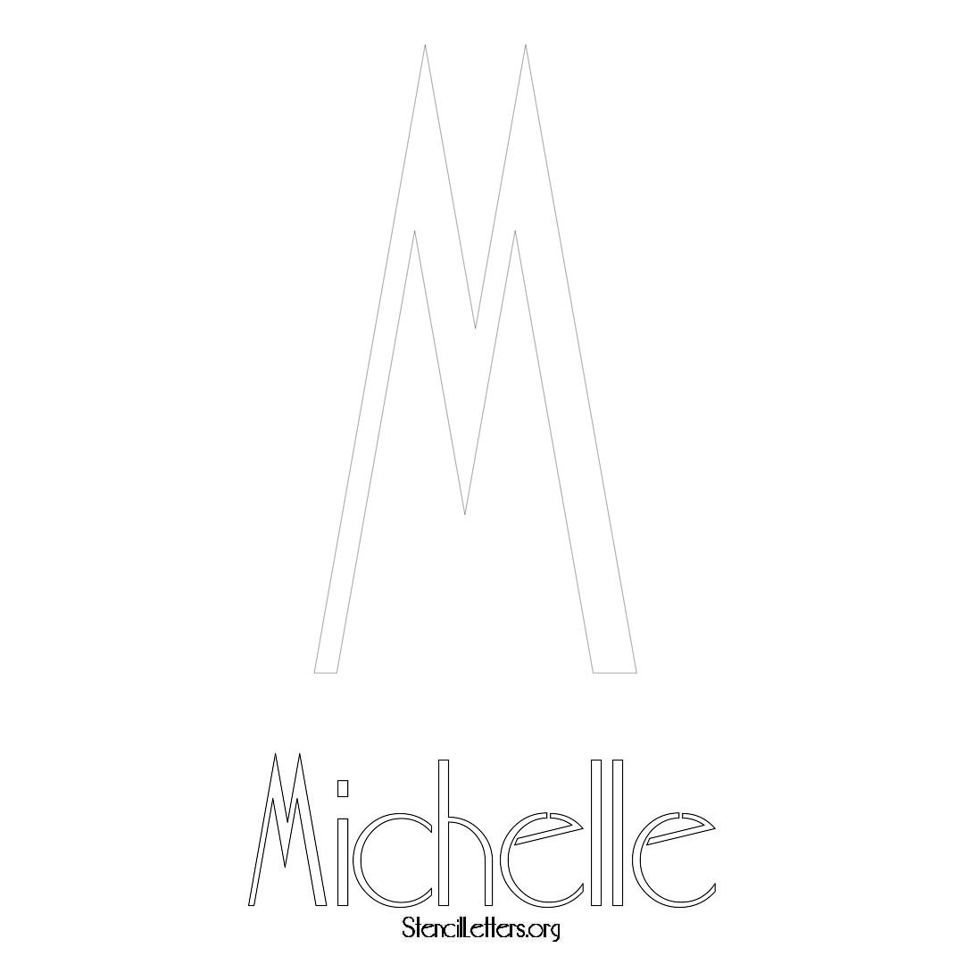 Michelle printable name initial stencil in Art Deco Lettering