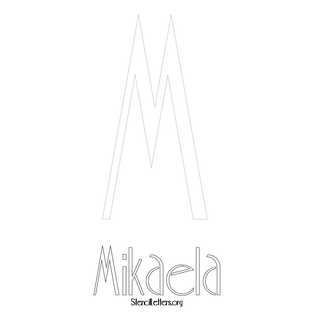 Mikaela printable name initial stencil in Art Deco Lettering