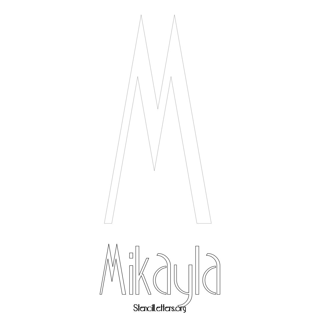 Mikayla printable name initial stencil in Art Deco Lettering