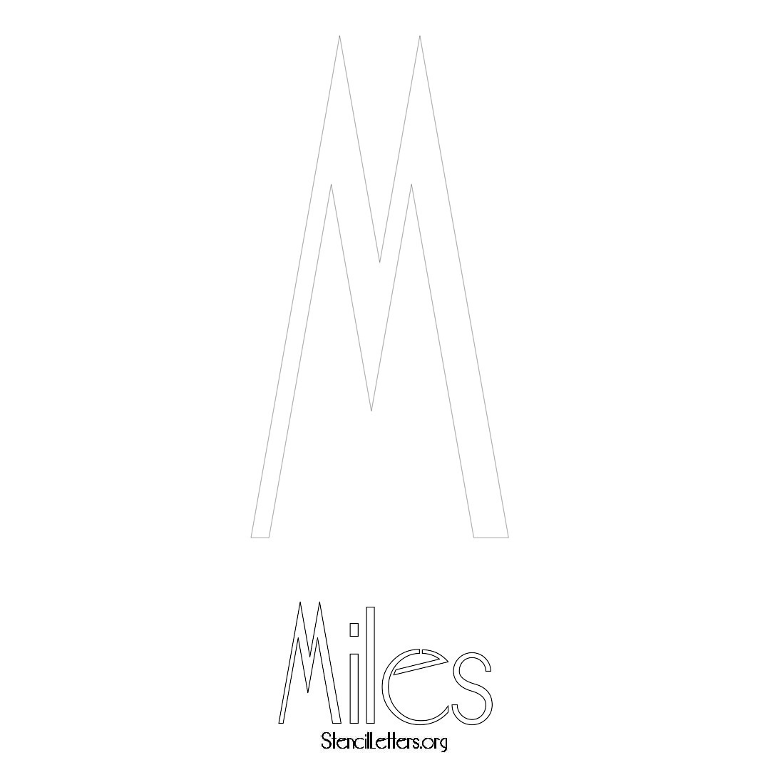 Miles printable name initial stencil in Art Deco Lettering