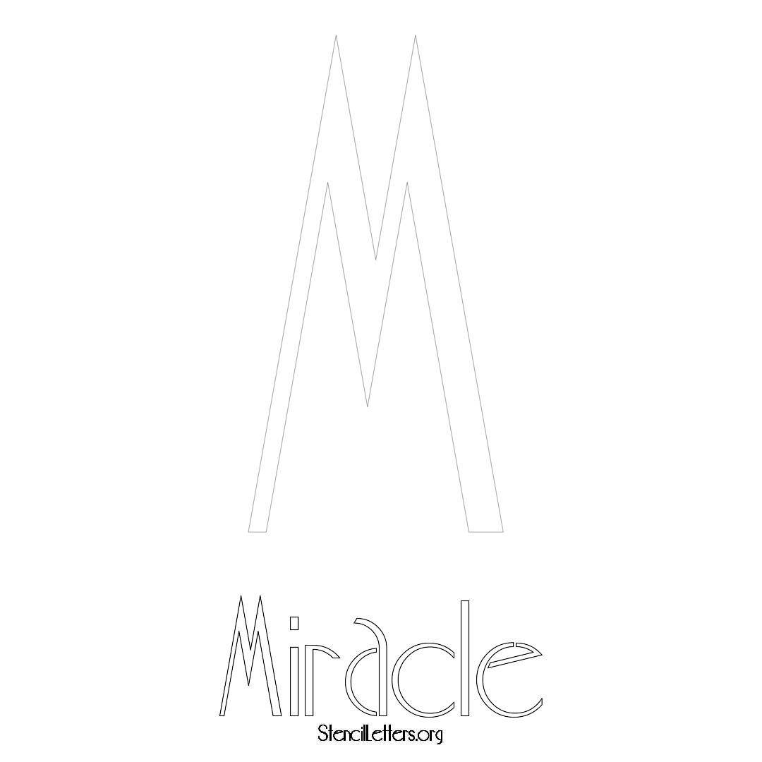 Miracle printable name initial stencil in Art Deco Lettering