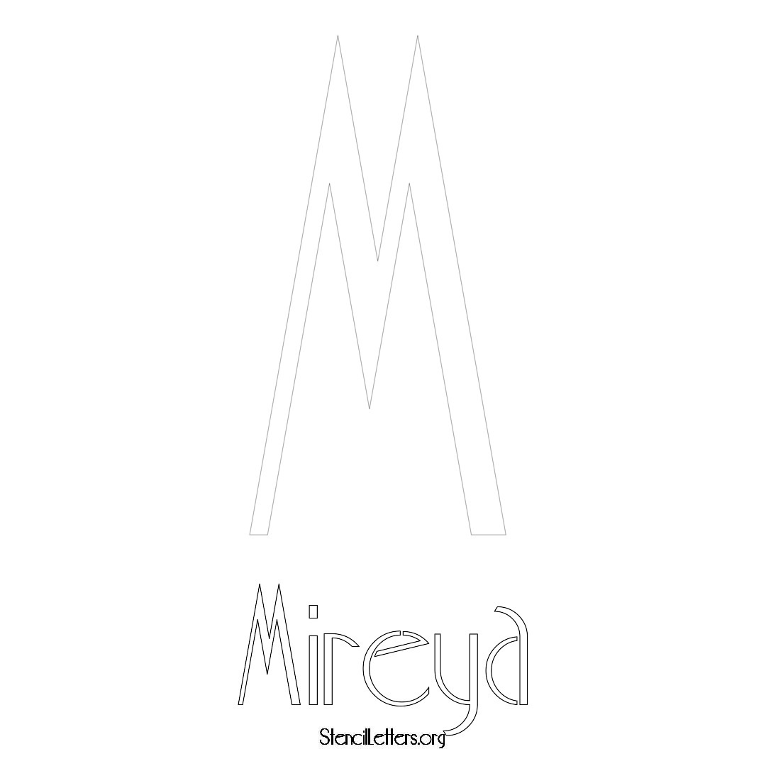 Mireya printable name initial stencil in Art Deco Lettering