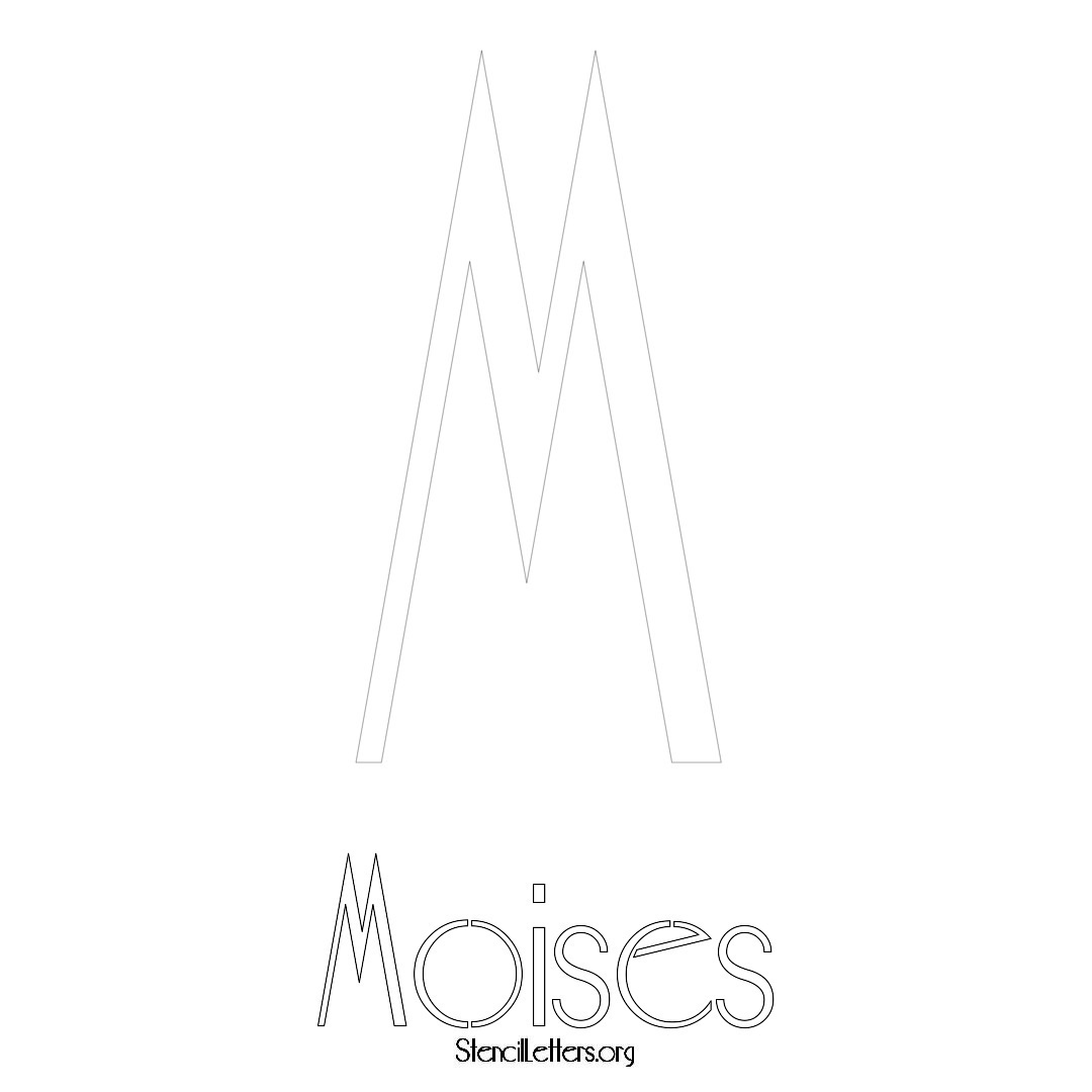 Moises printable name initial stencil in Art Deco Lettering