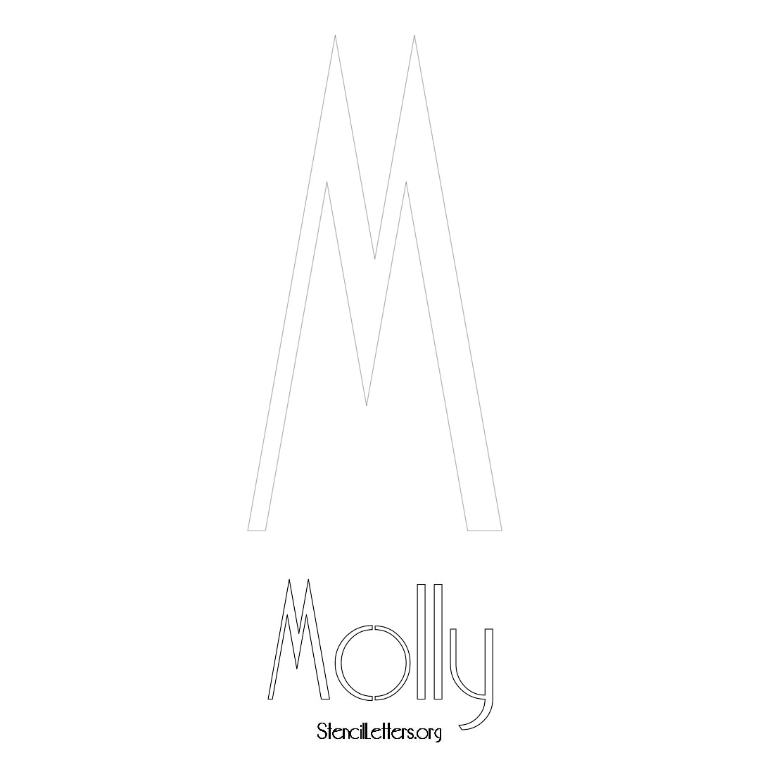 Molly printable name initial stencil in Art Deco Lettering